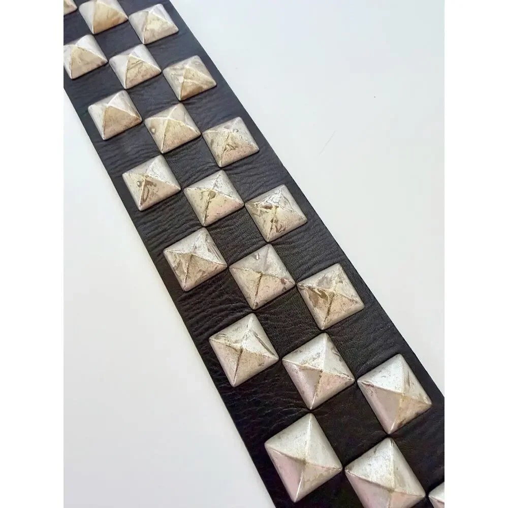 Streets Ahead Studded Leather Roger Belt Black Silver Small